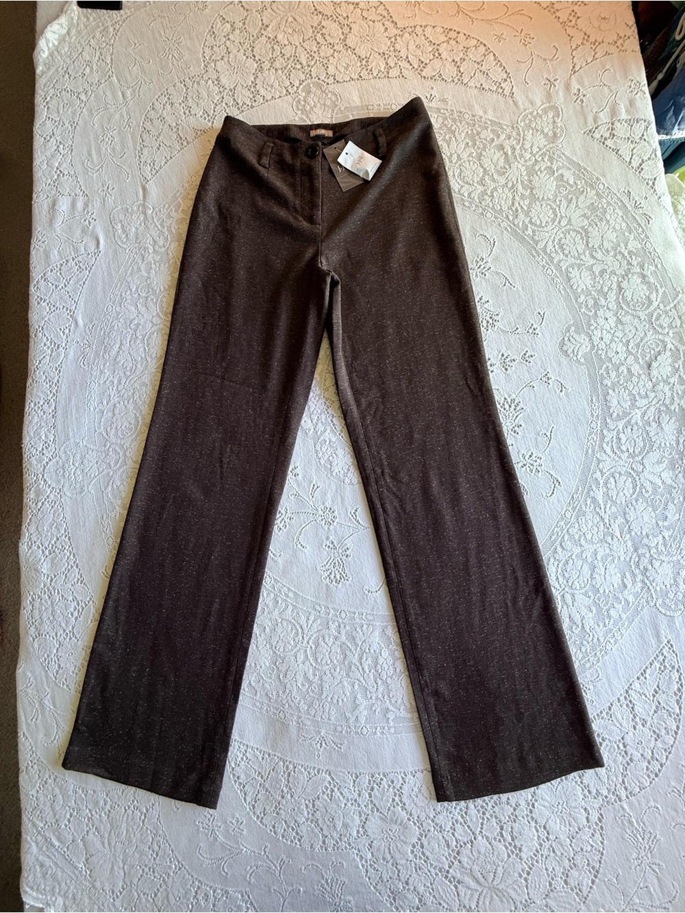 J. Jill Womens Chocolate Tweed Stretch Wide Leg Trouser Career Pants Size 2 NWT